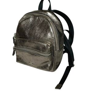 Coach Metallic Mini Backpack - Gunmetal Silver Charlie backpack